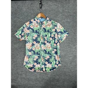 Chubbies Mens Short Sleeve Hawaiian Floral Shirt Navy Orange Green Size Small